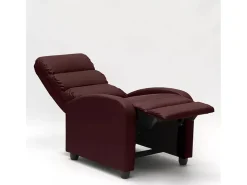 Sillón relax reclinable con reposapiés símil piel Alice - Bordeaux
