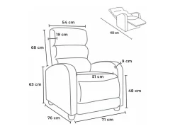 Sillón Relax Reclinable con Reposapiés de Cuero Polipiel Giulia - Marron oscuro