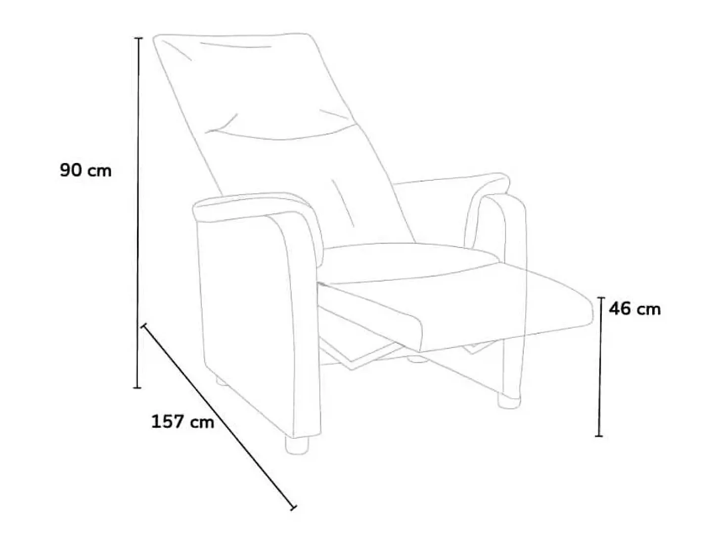 Sillón Relax Reclinable con Reposapiés de Cuero Polipiel Giulia - Marron oscuro