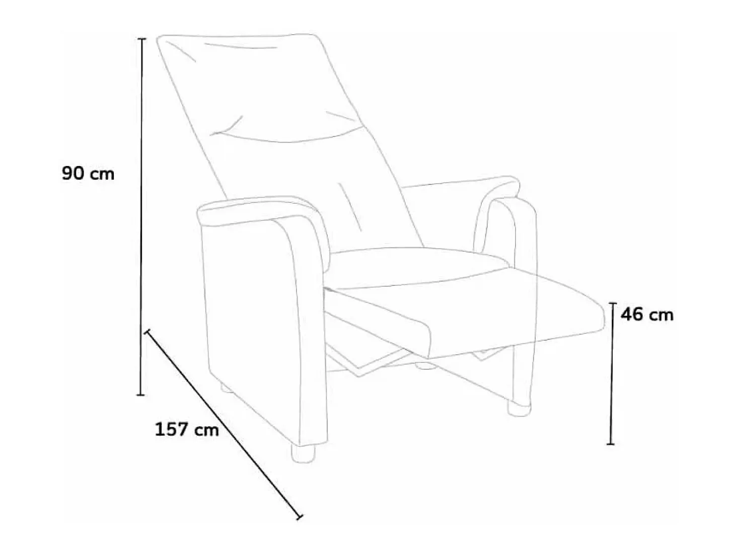 Sillón Relax Reclinable con Reposapiés de Cuero Polipiel Giulia - Marron oscuro