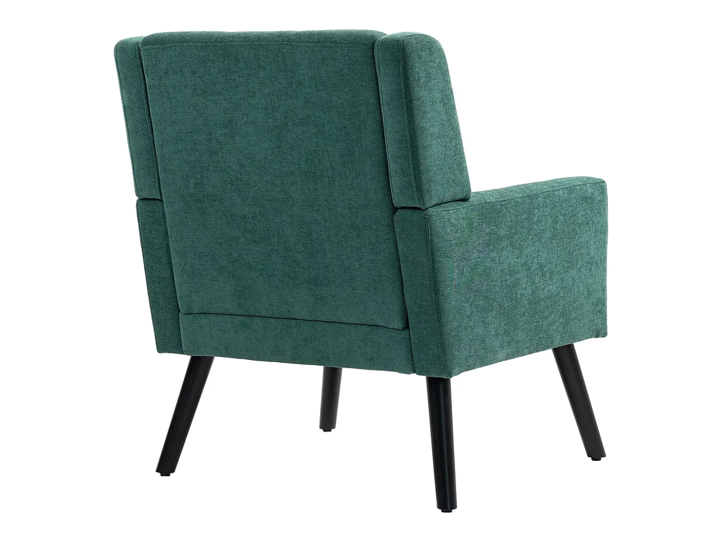 Sillón retro de tela de lino verde con patas de madera