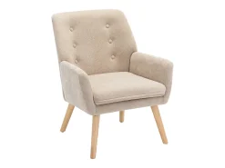 Sillón tapizado de tela de color beige. Estilo escandinavo. SERINO