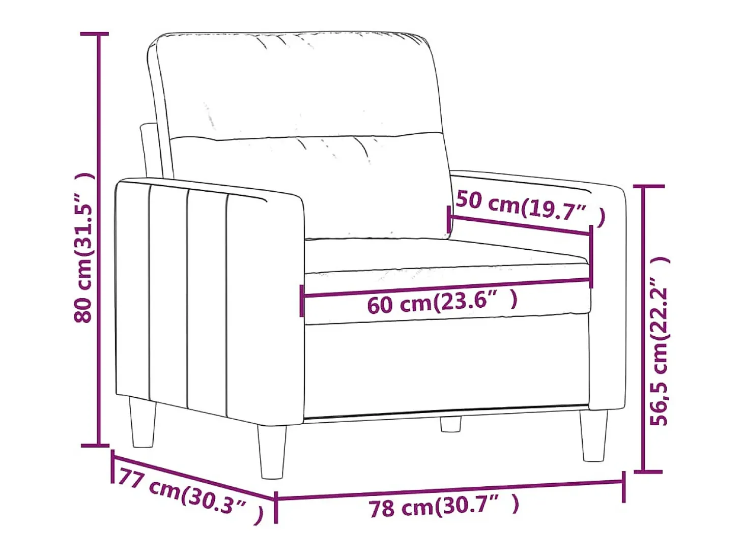 Sillón Taupe 60 cm Tela