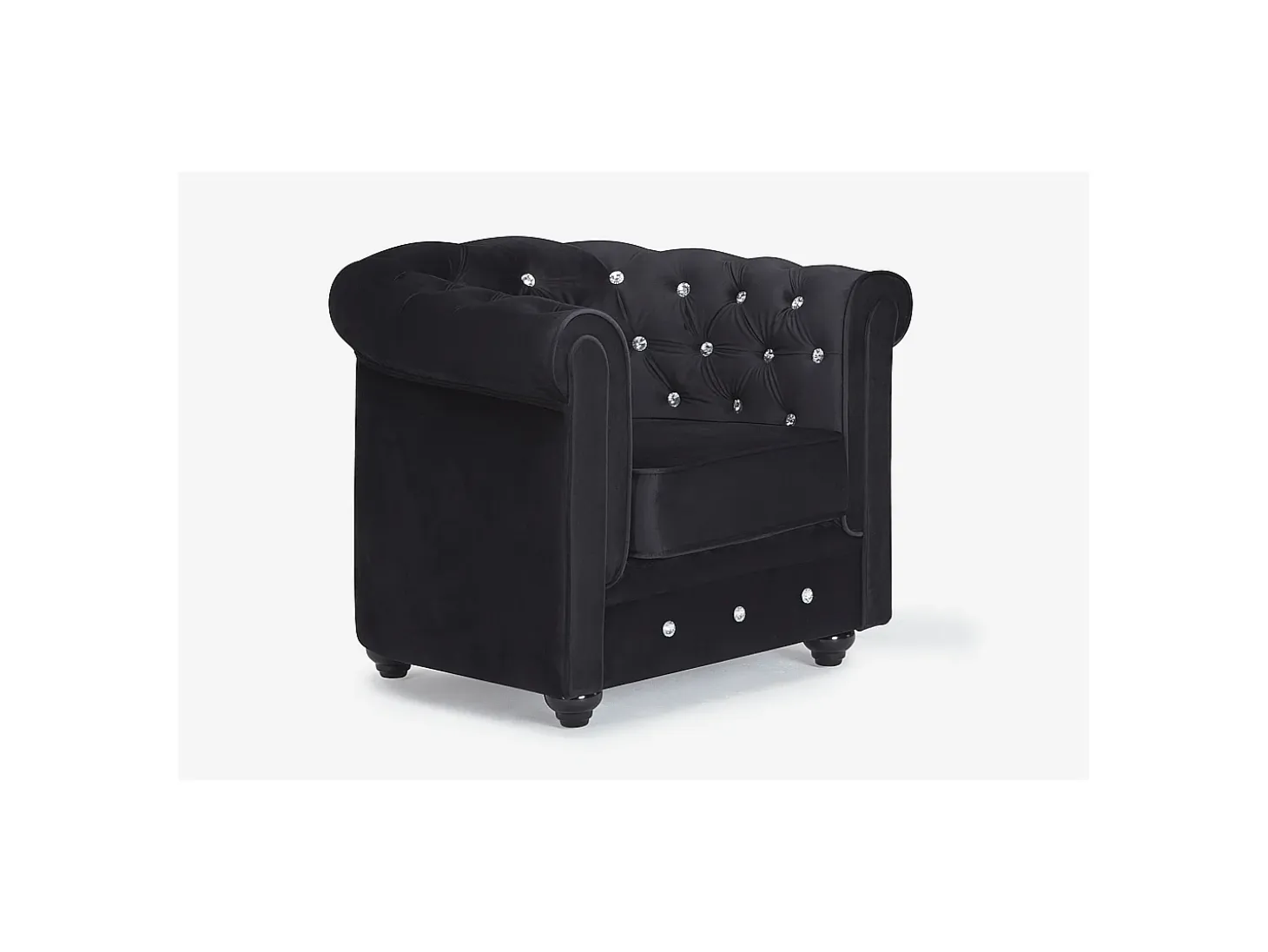 Sillón terciopelo - color negro - botones - CHESTERFIELD