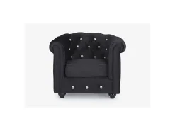 Sillón terciopelo - color negro - botones - CHESTERFIELD