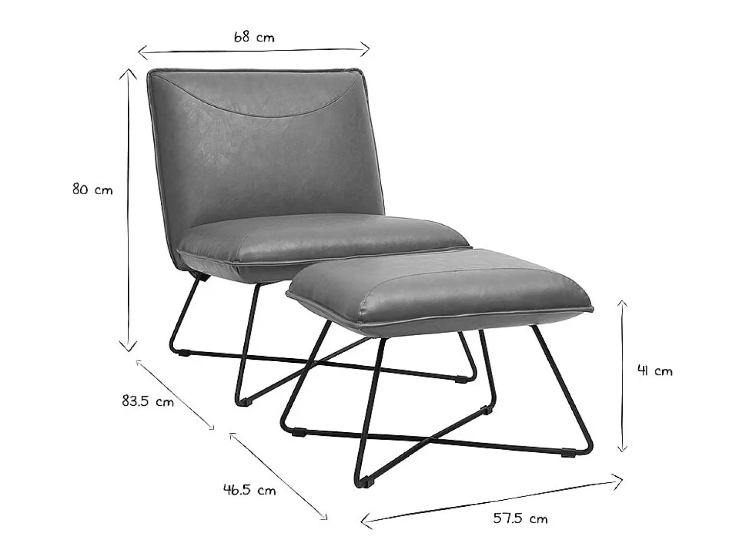 Sillón vintage marrón con reposapiés PHILO