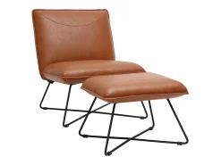 Sillón vintage marrón con reposapiés PHILO