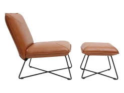 Sillón vintage marrón con reposapiés PHILO