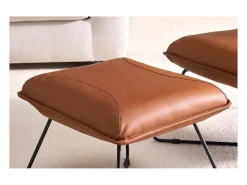 Sillón vintage marrón con reposapiés PHILO