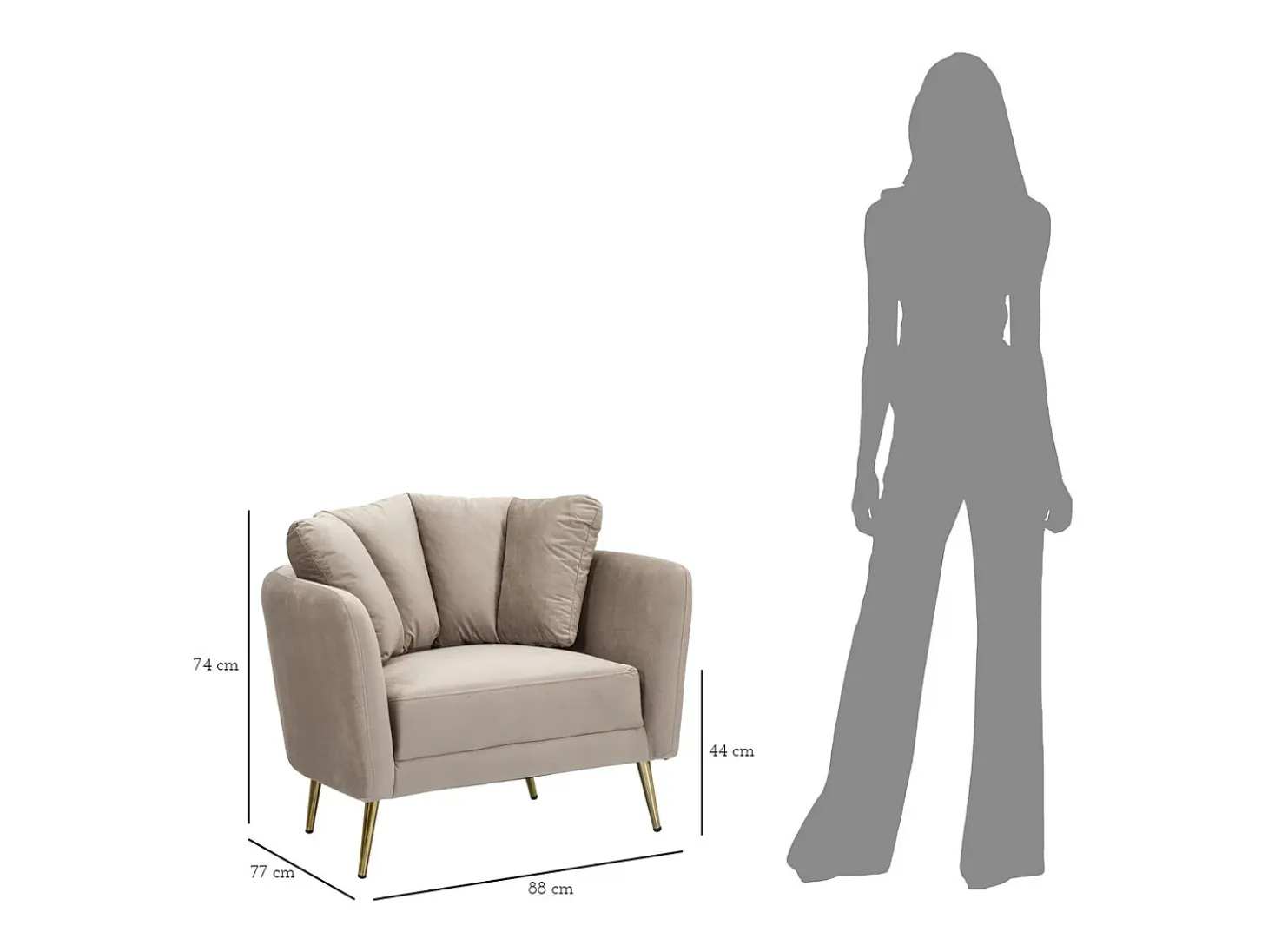 Sillón VKH325, Gris, 88x77x74 cm, Kendra Home