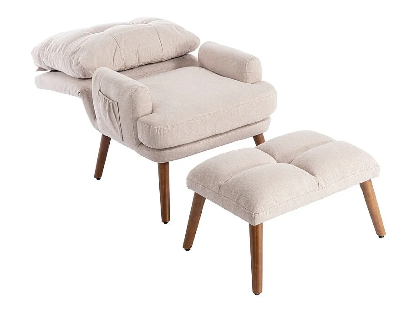 Sillón vonvertible con reposapiés y respaldo regulable - Beige