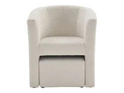 Sillón y puf de tela de rizo blanco estilo clásico atemporal JOVANA