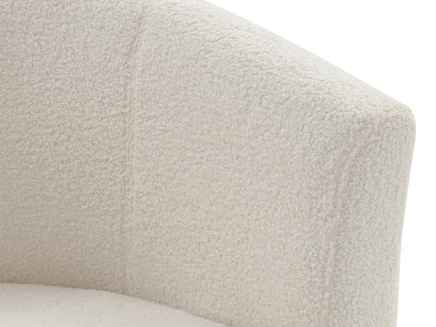 Sillón y puf de tela de rizo blanco estilo clásico atemporal JOVANA