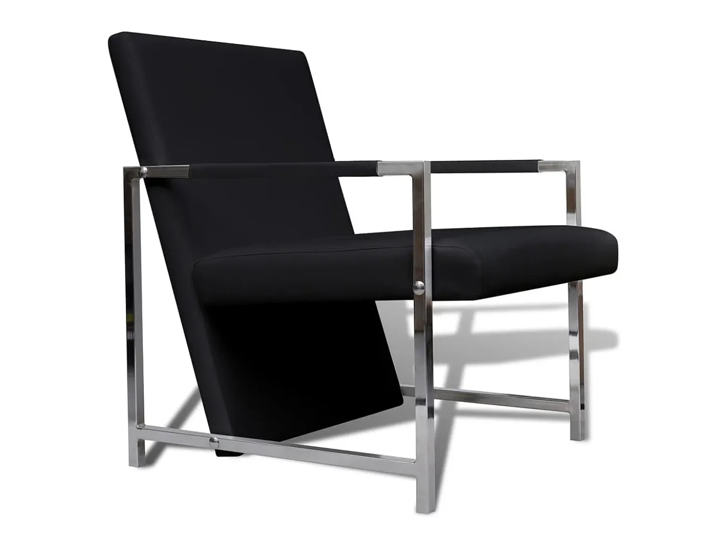 Sillones 2 unidades estructura cromada cuero sintético negro