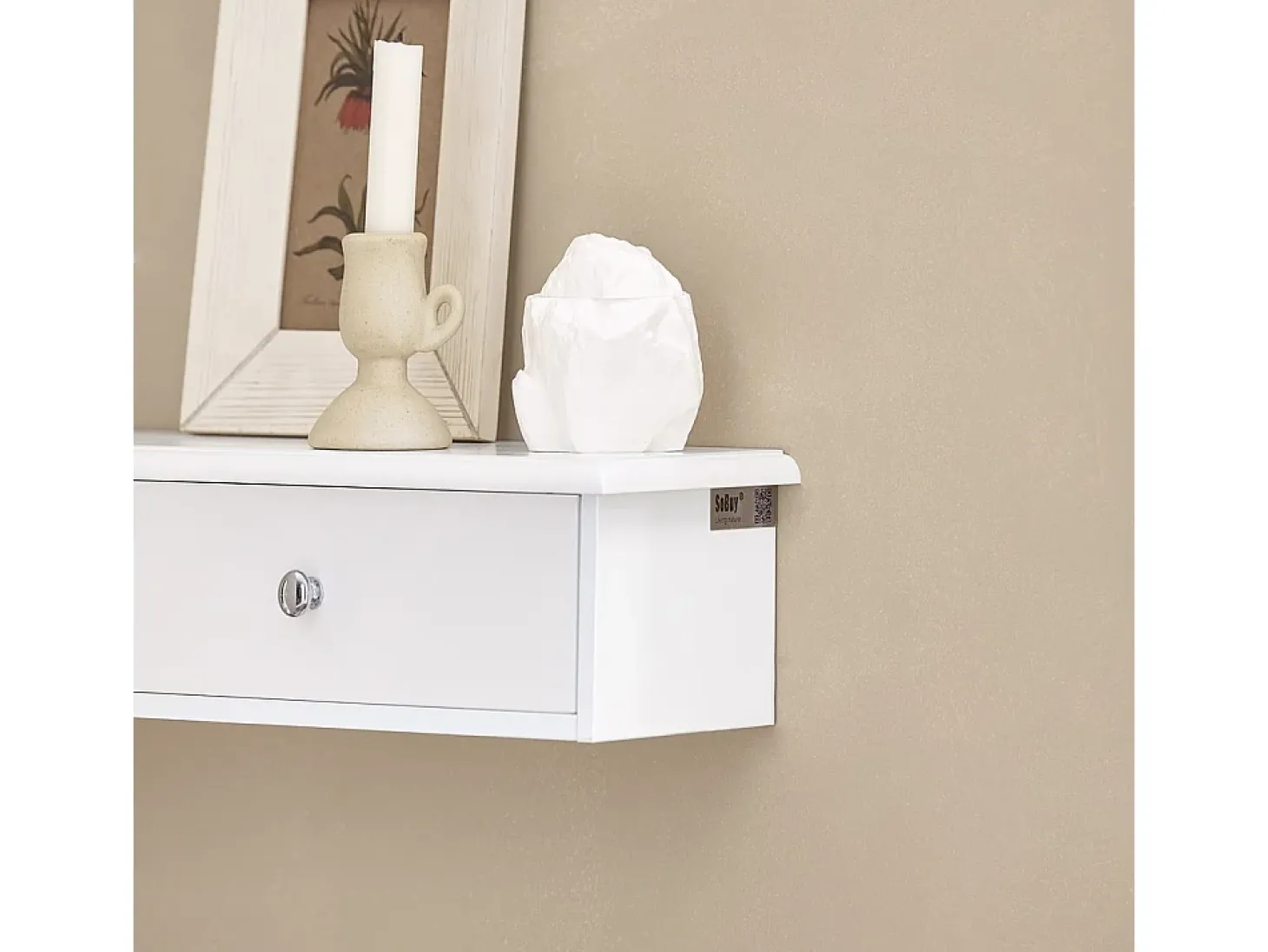SoBuy Estante Flotante con 2 Cajones - Estantería Moderna en Blanco