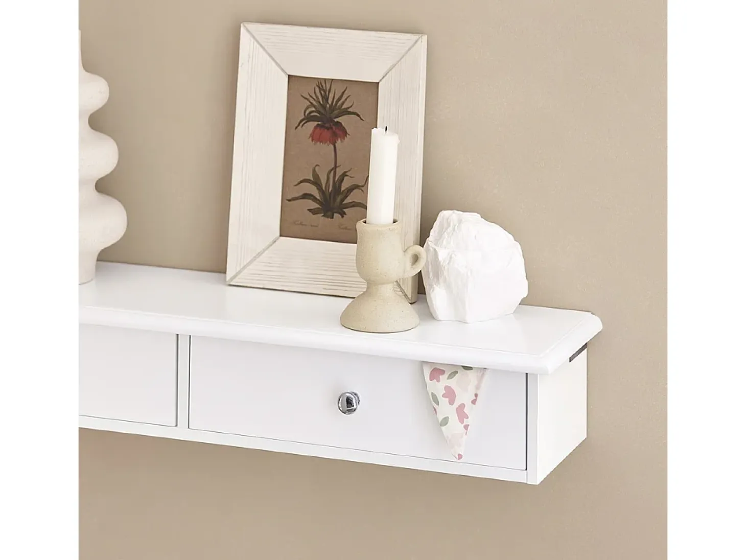 SoBuy Estante Flotante con 2 Cajones - Estantería Moderna en Blanco