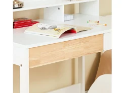 SoBuy FWT106-W Mesa Escritorio de Ordenador con 2 Cajones y 1 Estante