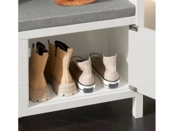 SoBuy Zapatero Blanco con Asiento, 2 Puertas y Almacenamiento, Capacidad 150 kg