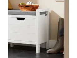 SoBuy Zapatero Blanco con Asiento, 2 Puertas y Almacenamiento, Capacidad 150 kg
