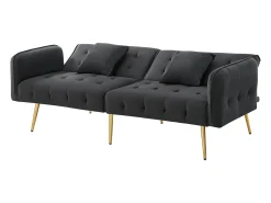 Sofá 2 plazas - Sofá recto con respaldo de 3 posiciones y reposabrazos de 6 posiciones - terciopelo gris - para el salón