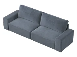 Sofá 3 plazas chenilla gris - con reposabrazos anchos - 220 x 83 x 88 cm