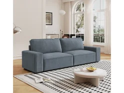 Sofá 3 plazas chenilla gris - con reposabrazos anchos - 220 x 83 x 88 cm