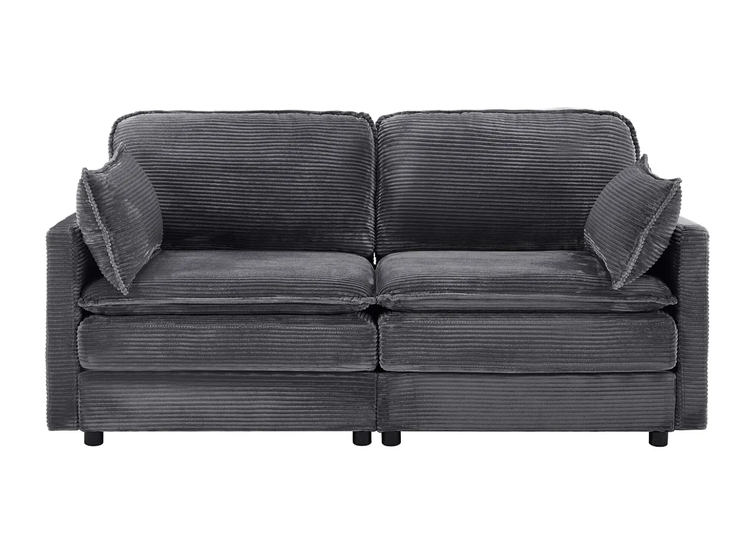 Sofá 2 plazas de pana gris con respaldo acolchado - Estilo moderno