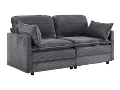 Sofá 2 plazas de pana gris con respaldo acolchado - Estilo moderno