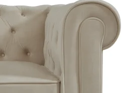 Sofá 3 plazas de terciopelo color beige CHESTERFIELD