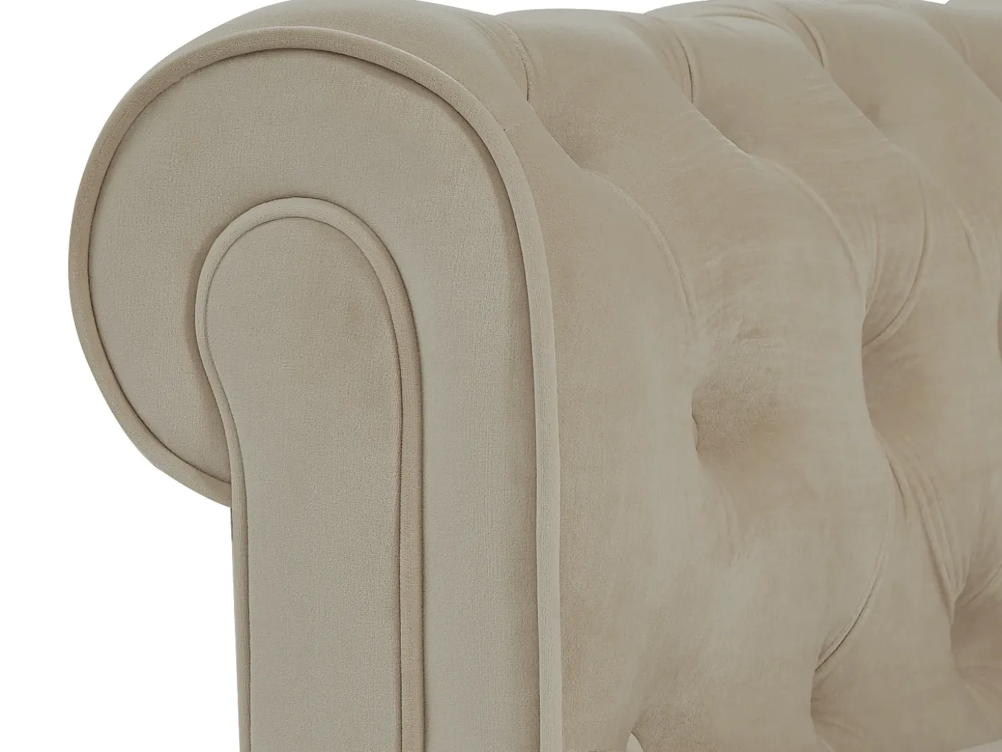 Sofá 3 plazas de terciopelo color beige CHESTERFIELD