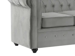 Sofá 3 plazas de terciopelo color gris plata CHESTERFIELD