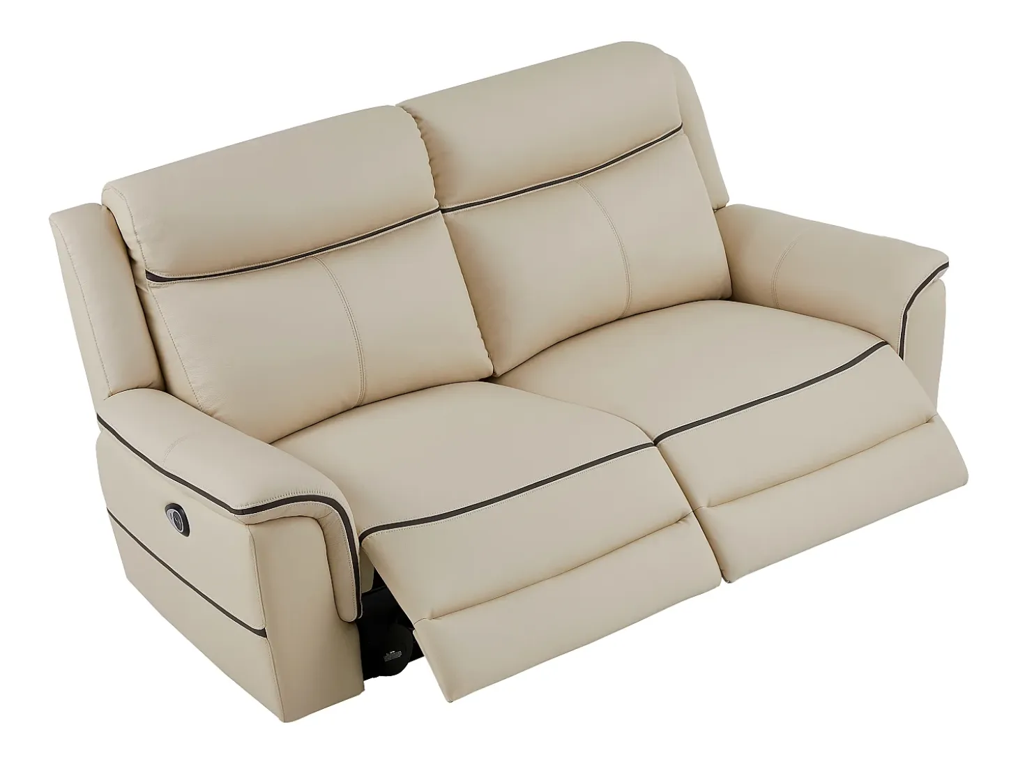 Sofá 3 plazas eléctrico de cuero beige ADELIO
