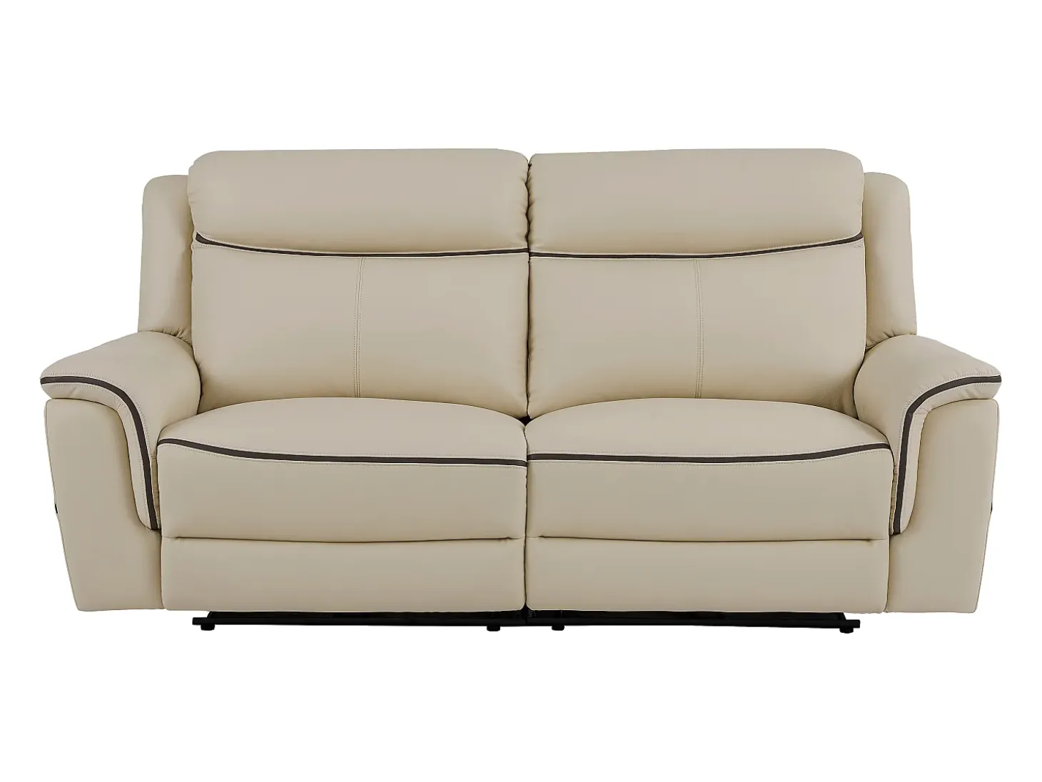 Sofá 3 plazas eléctrico de cuero beige ADELIO
