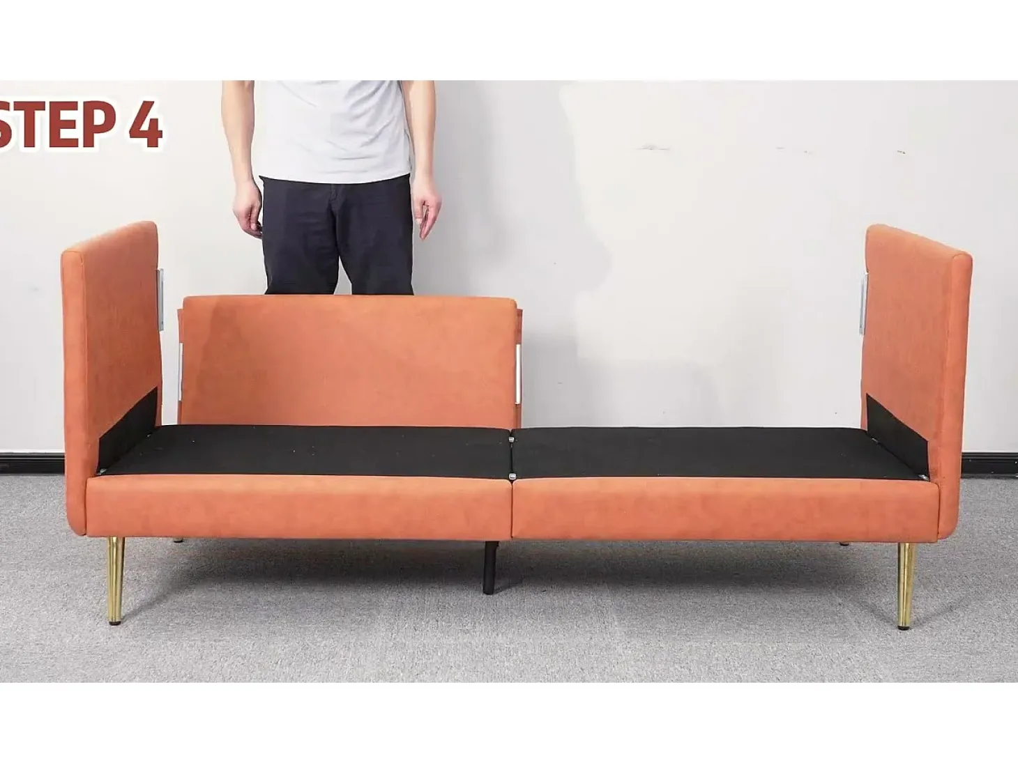 Sofá 2/3 plazas en imitación de piel, con 56 cm de profundidad y cómoda cojines de asiento, 185x76x90 cm, naranja