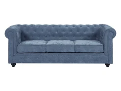 Sofá 3 plazas en tejido color azul CHESTERFIELD