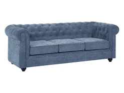 Sofá 3 plazas en tejido color azul CHESTERFIELD