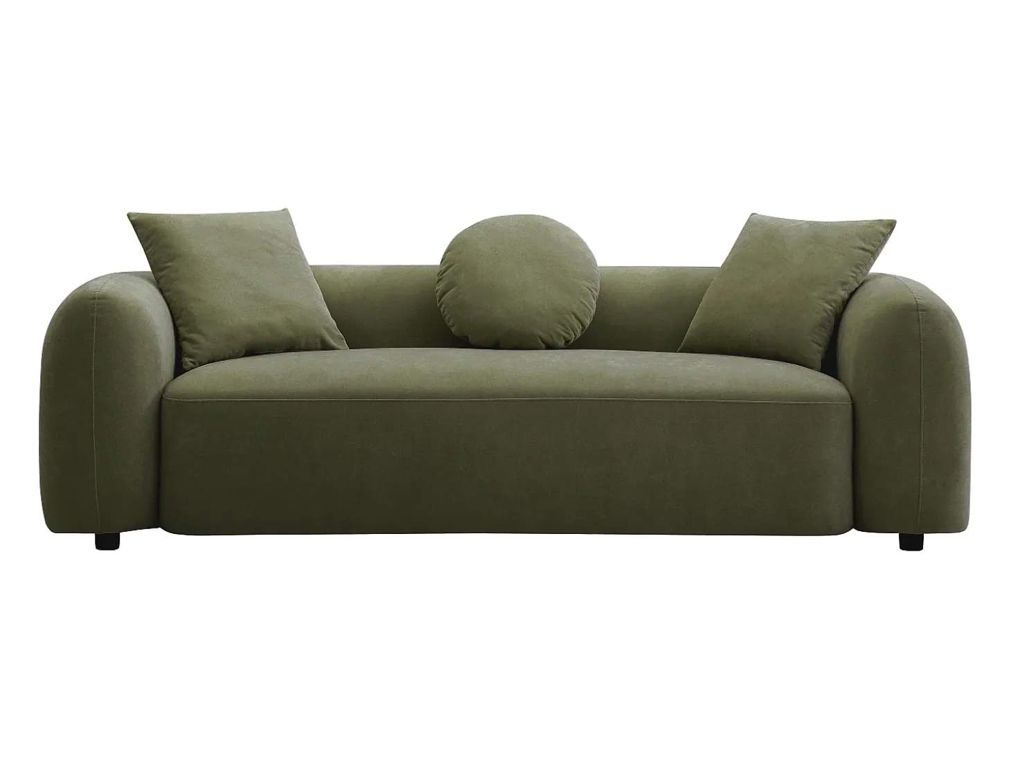 Sofá 3 plazas en tela color verde con cojines OXILA