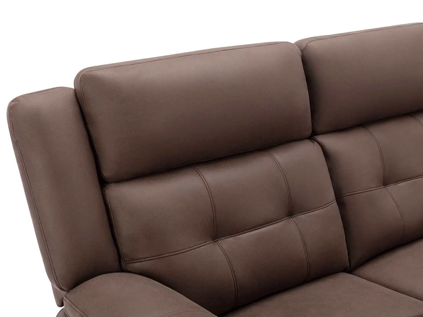 Sofá 3 plazas relax eléctrico de microfibra con aspecto de cuero envejecido color marrón ORTIANO