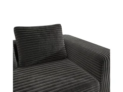 Sofá 2 Plazas, Terciopelo acanalado negro, 65cm prof. asiento, 2 cojines, 160x88x58cm