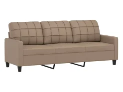 Sofá 3 plazas y taburete cuero sintético color capuchino 180 cm