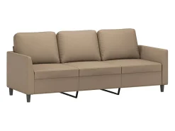 Sofá 3 plazas y taburete cuero sintético color capuchino 180 cm