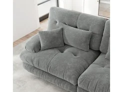 Sofá angular 2 plazas de tejido Chenilla, con 4 cojines, otomana extraíble, combinación DIY, 220x145x81cm, Gris