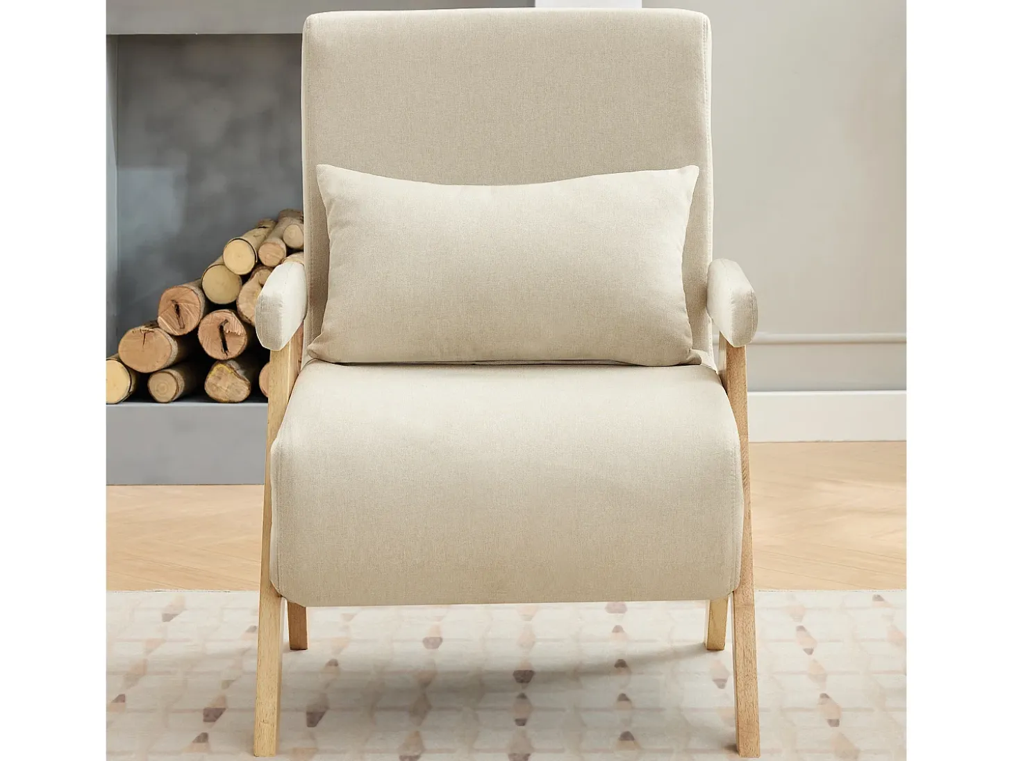 Sofá cama 3 en 1, plegable - 64 x 68,5 x 93 cm - Tejido de lino - Con función de descanso beige