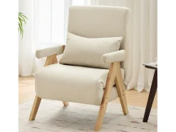 Sofá cama 3 en 1, plegable - 64 x 68,5 x 93 cm - Tejido de lino - Con función de descanso beige