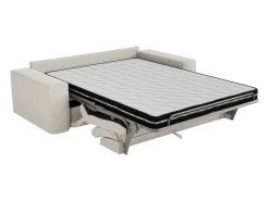 Sofá cama 3 plazas exprés en tela texturizada beige 140 cm colchón 13 cm DAVISO