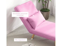 Sofá cama Brave Homcom respaldo ajustable 5 posiciones rosa 85x72x75 cm