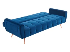 Sofá cama clic-clac de 3 plazas de terciopelo azul POLANI