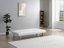 Sofá cama clic-clac de piel sintética blanco GUILLAUME