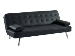 Sofá cama clic-clac de piel sintética negro MICHELLE
