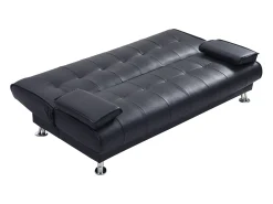 Sofá cama clic-clac piel sintética color negro MAXIME